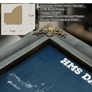 HMS Daring (D32) Blueprint Original Military Wall Art - Customizable