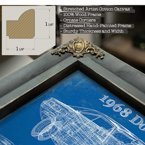 1968 Dodge Charger Vintage Blueprint Auto Print