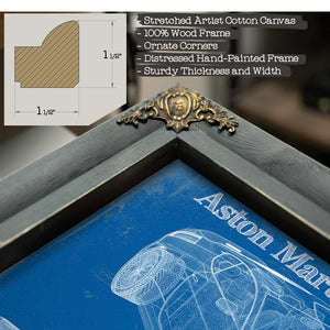 Original Aston Martin V12 Blueprint Vintage Auto Print