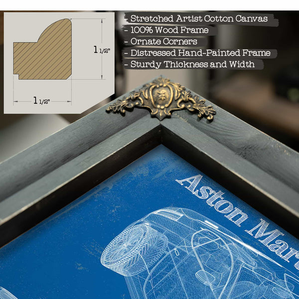 Original Aston Martin V12 Blueprint Vintage Auto Print