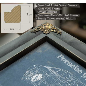 Porsche 996 Carrera 4S Vintage Blueprint Auto Print
