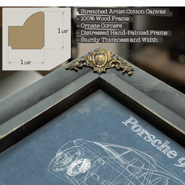 Porsche 996 Carrera 4S Vintage Blueprint Auto Print