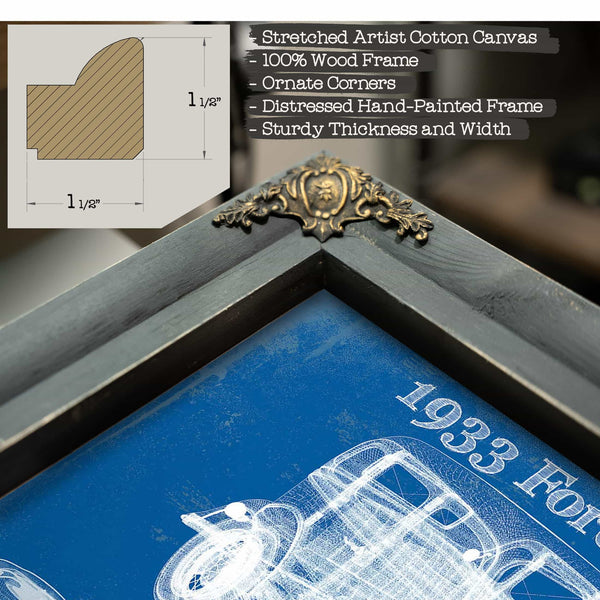 1933 Ford V8 Model B Vintage Blueprint Auto Print