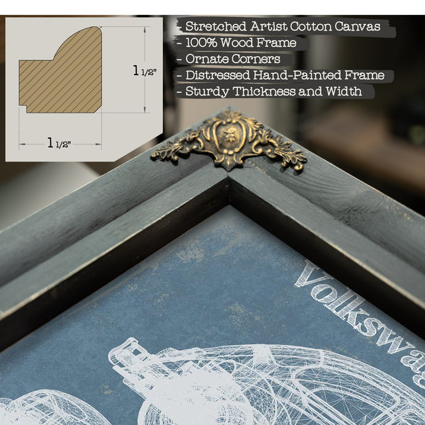 Volkswagen Beetle Blueprint Vintage Auto Print