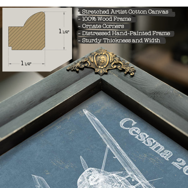 Cessna 206 Stationair Vintage Blueprint Airplane Print