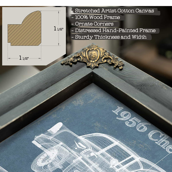 1956 Chevrolet Bel Air Blueprint Vintage Auto Print