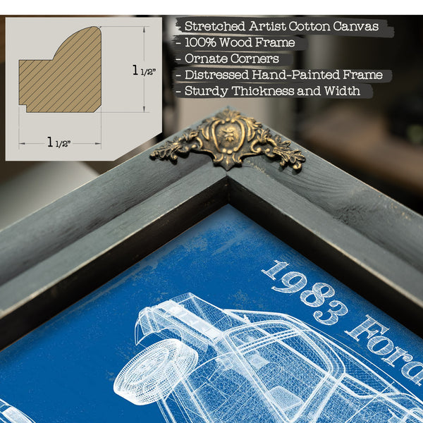 1983 Ford Thunderbird Vintage Blueprint Auto Print