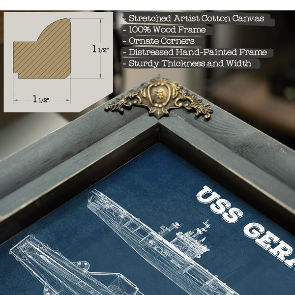 USS Gerald R. Ford (CVN-78) Aircraft Carrier Blueprint Original Military Wall Art - Customizable
