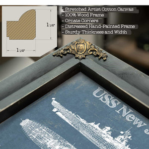 USS New Jersey (BB-62) Battleship Blueprint Original Military Wall Art - Customizable
