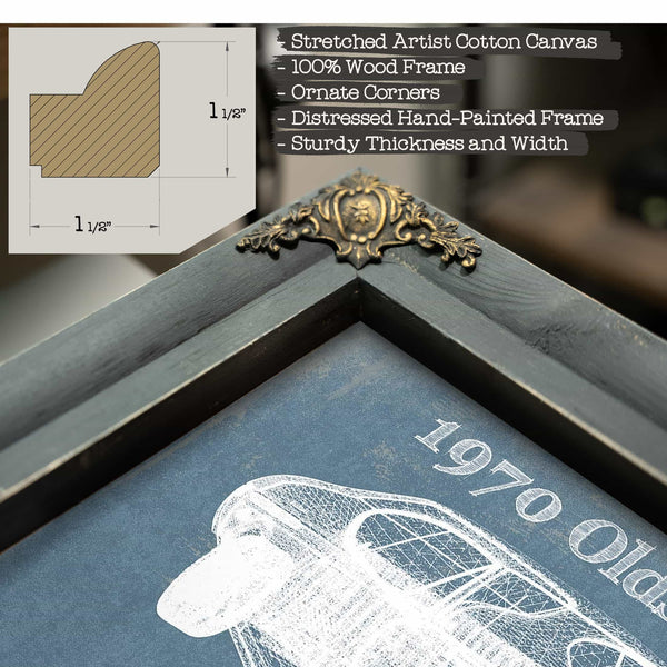 1970 Oldsmobile 442 Vintage Blueprint Auto Print