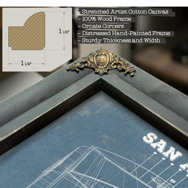 San Antonio Spurs - AT&T Center Vintage Basketball Blueprint NBA