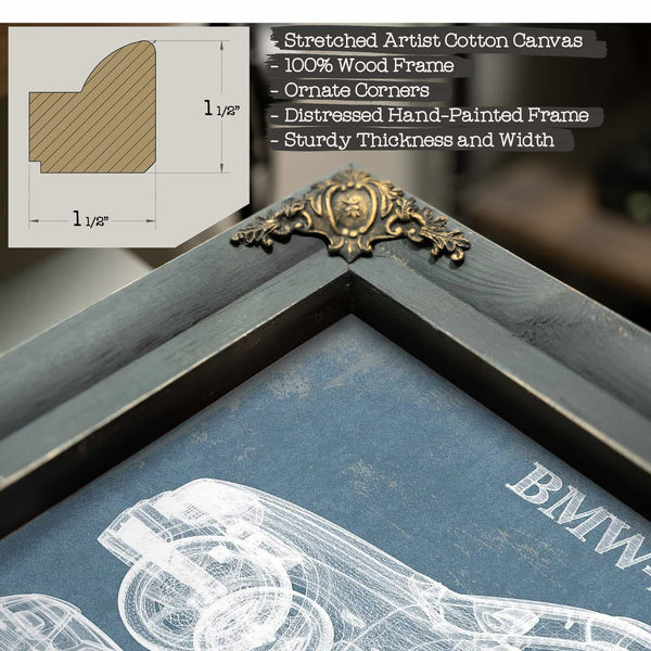 BMW X1 (2013) Vintage Blueprint Auto Print