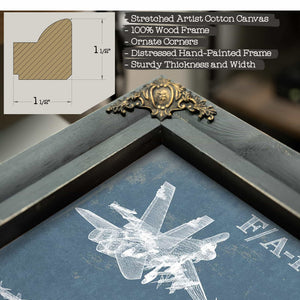 F/A-18 Hornet Blueprint Original Military Wall Art