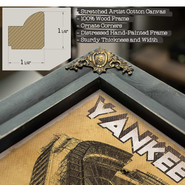 NY Yankees - Yankee Stadium Blueprint Vintage Baseball Print
