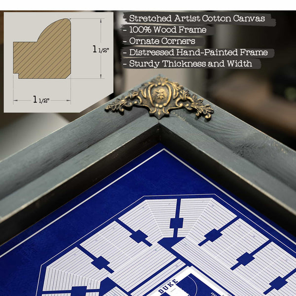 Duke Blue Devils - Cameron Indoor Stadium Seating Chart Team Color - College Basketball Blueprint Art