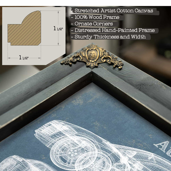 Audi R8 Vintage Blueprint Auto Print