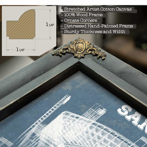 San Diego Padres - Petco Park Vintage Stadium Blueprint Baseball Print