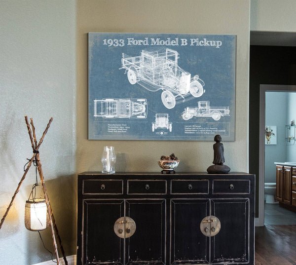 Cutler West 1933 Ford Model B Pickup Vintage Blueprint Auto Print