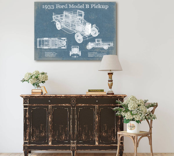 Cutler West 1933 Ford Model B Pickup Vintage Blueprint Auto Print