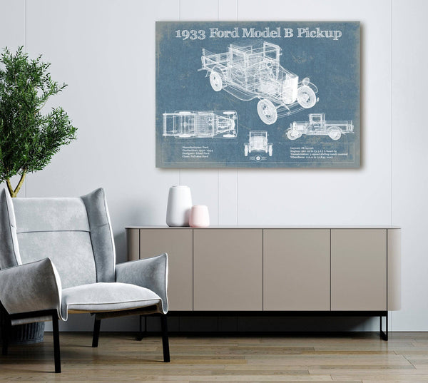 Cutler West 1933 Ford Model B Pickup Vintage Blueprint Auto Print
