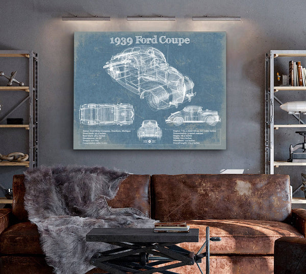 Cutler West 1939 Ford Coupe Vintage Blueprint Auto Print