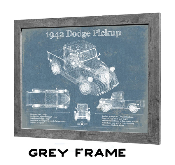 36" x 24" / Greyson Frame Cutler West 1942 Dodge Pickup Vintage Blueprint Auto Print