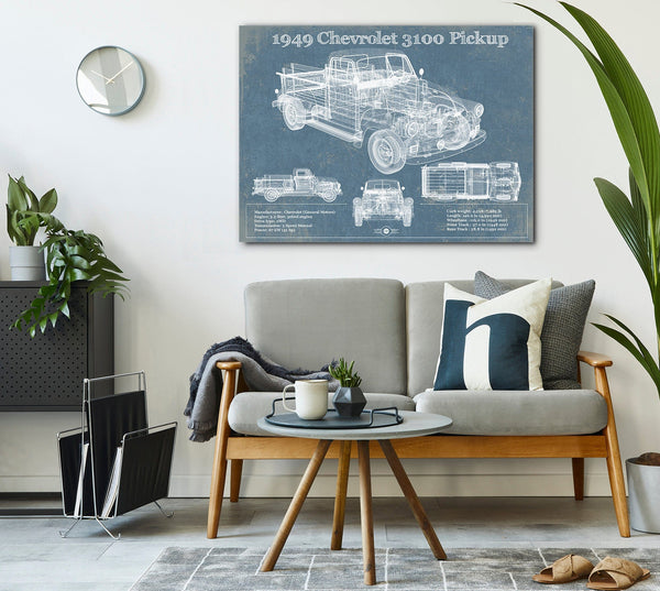 Cutler West 1949 Chevy 3100 Pickup - Blueprint Vintage Auto Print