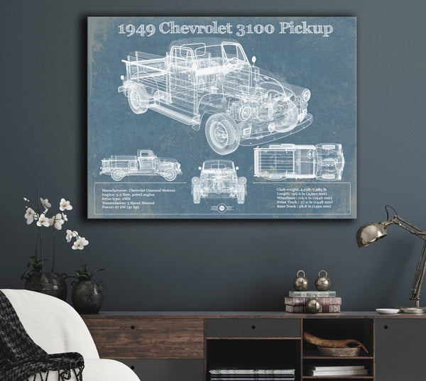 Cutler West 1949 Chevy 3100 Pickup - Blueprint Vintage Auto Print