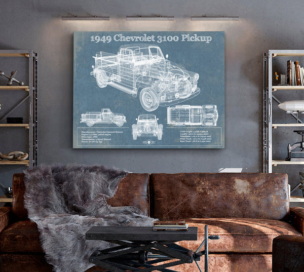Cutler West 1949 Chevy 3100 Pickup - Blueprint Vintage Auto Print