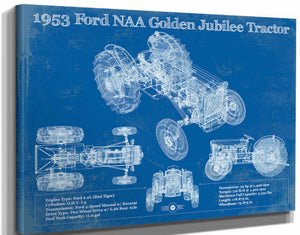14" x 11" / Stretched Canvas Wrap Cutler West 1953 Ford NAA Golden Jubilee Blueprint Vintage Tractor Patent Print