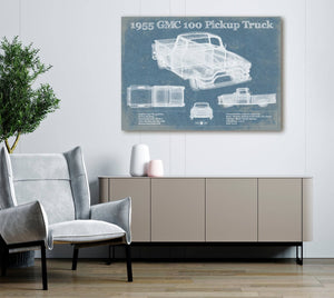 Cutler West 1955 GMC 100 Pickup Truck Vintage Blueprint Auto Print