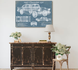 Cutler West 1957 Chevrolet One-Fifty (or 150) 4-Door Sedan Blueprint Vintage Auto Print