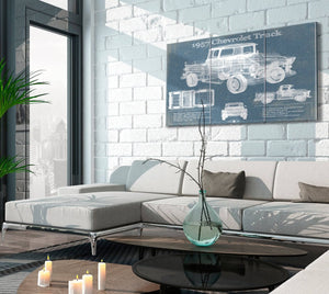 Cutler West 1957 Chevrolet Truck Vintage Blueprint Auto Print