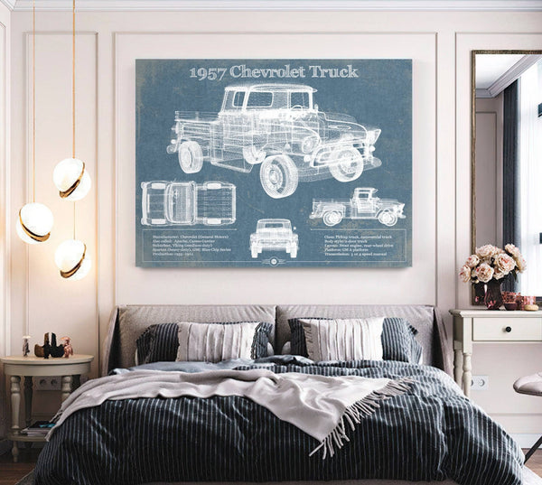 Cutler West 1957 Chevrolet Truck Vintage Blueprint Auto Print