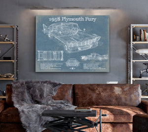 Cutler West 1958 Plymouth Fury Vintage Blueprint Auto Print