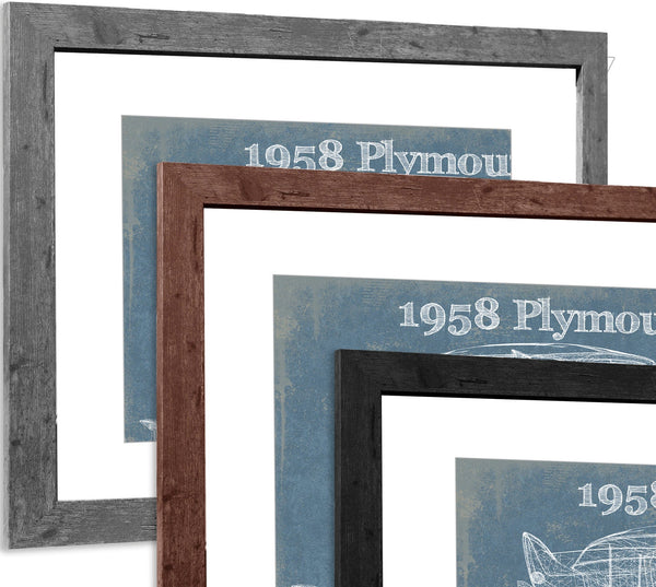 14" x 11" / Greyson Frame & Mat Cutler West 1958 Plymouth Fury Vintage Blueprint Auto Print