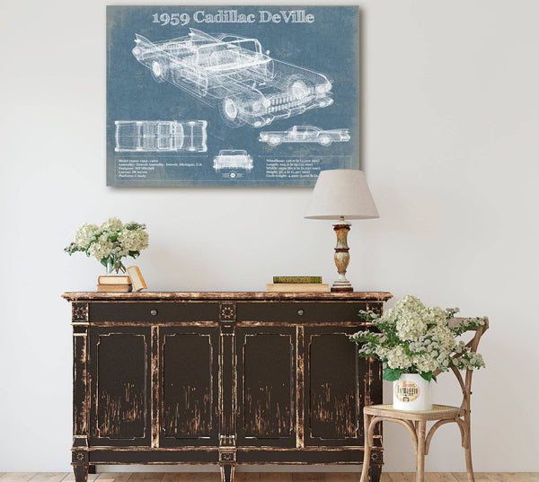 Cutler West 1959 Cadillac Coupe de Ville Blueprint Vintage Auto Print