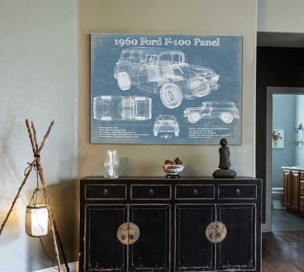 Cutler West 1960 Ford F-100 Panel Truck Vintage Blueprint Auto Print
