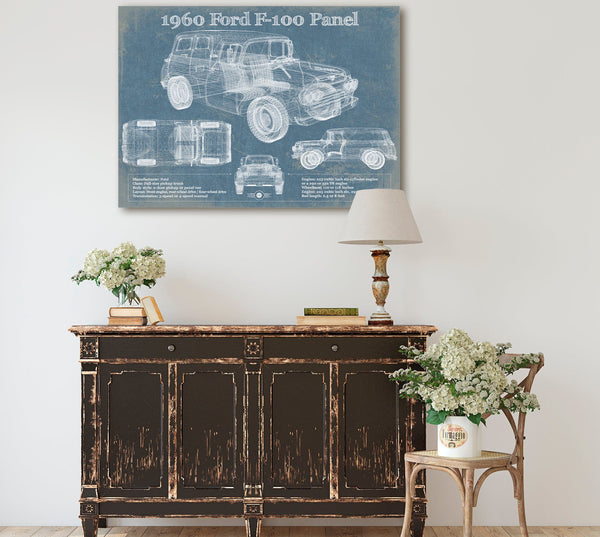 Cutler West 1960 Ford F-100 Panel Truck Vintage Blueprint Auto Print