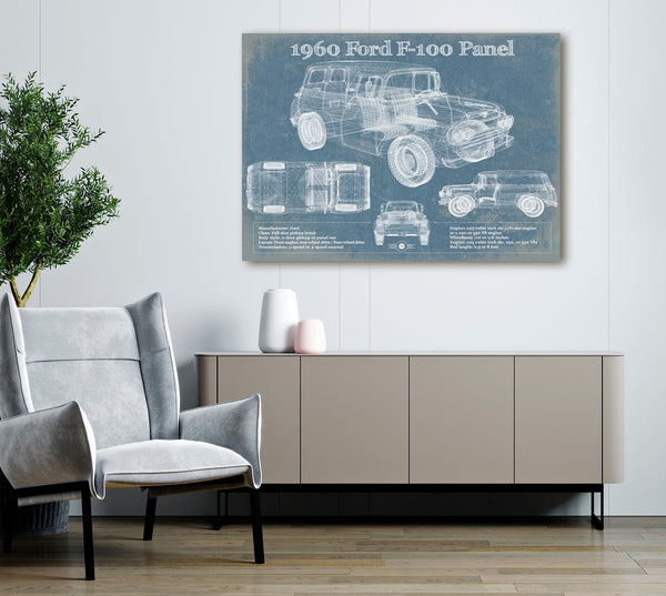 Cutler West 1960 Ford F-100 Panel Truck Vintage Blueprint Auto Print
