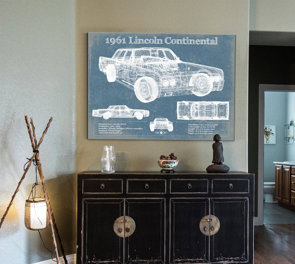 Cutler West 1961 Lincoln Continental Sedan Vintage Blueprint Auto Print