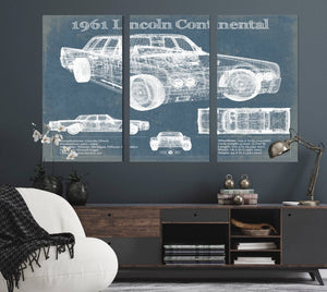Cutler West 1961 Lincoln Continental Sedan Vintage Blueprint Auto Print