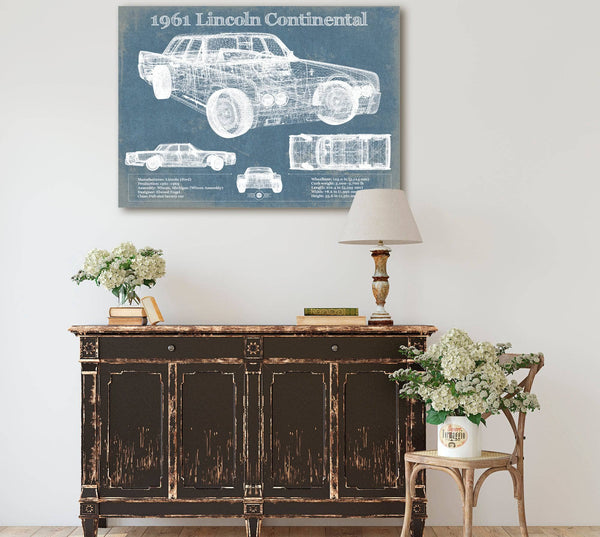 Cutler West 1961 Lincoln Continental Sedan Vintage Blueprint Auto Print