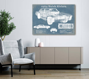 Cutler West 1964 Buick Riviera Vintage Blueprint Auto Print