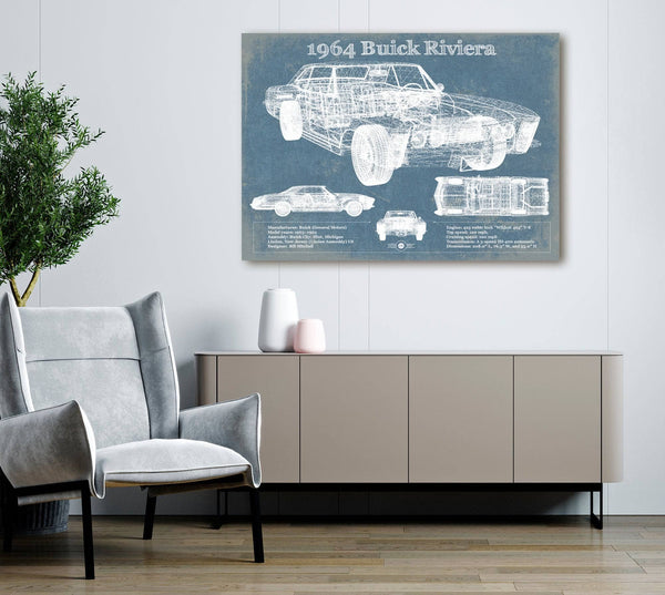 Cutler West 1964 Buick Riviera Vintage Blueprint Auto Print