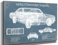 14" x 11" / Stretched Canvas Wrap Cutler West 1965 Chevrolet Impala Blueprint Vintage Auto Print