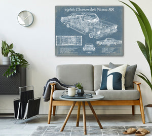 Cutler West 1966 Chevrolet Nova SS Blueprint Vintage Auto Patent Print