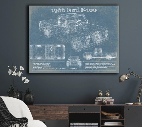 Cutler West 1966 Ford F-100 Vintage Blueprint Auto Print