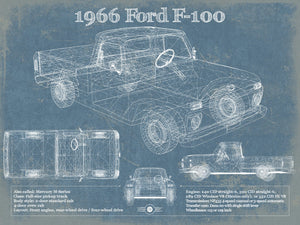 Cutler West 1966 Ford F-100 Vintage Blueprint Auto Print