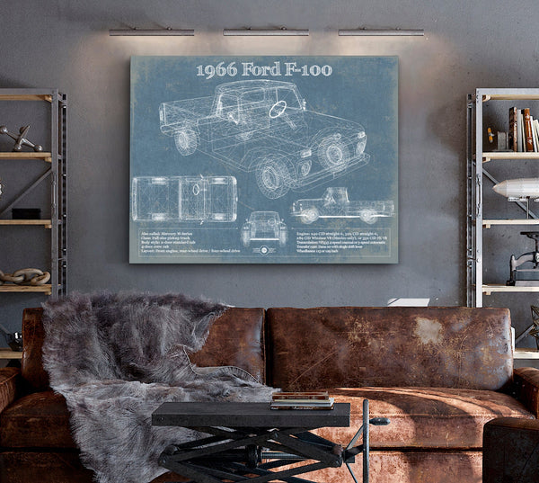 Cutler West 1966 Ford F-100 Vintage Blueprint Auto Print